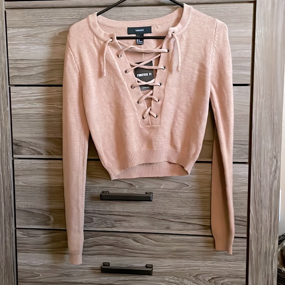Forever 21 Tan Sweater Crop Top